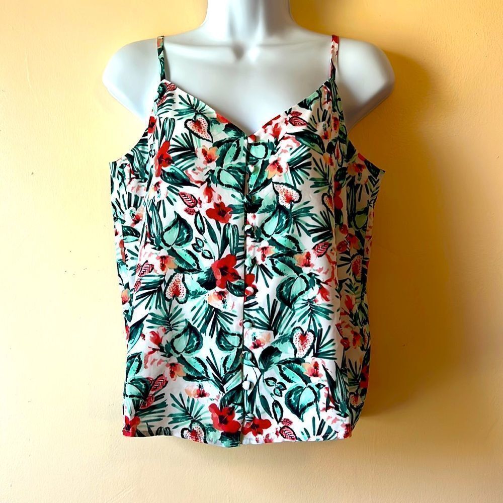 Maison Jules Citrus Splash Tank Blouse Sz S